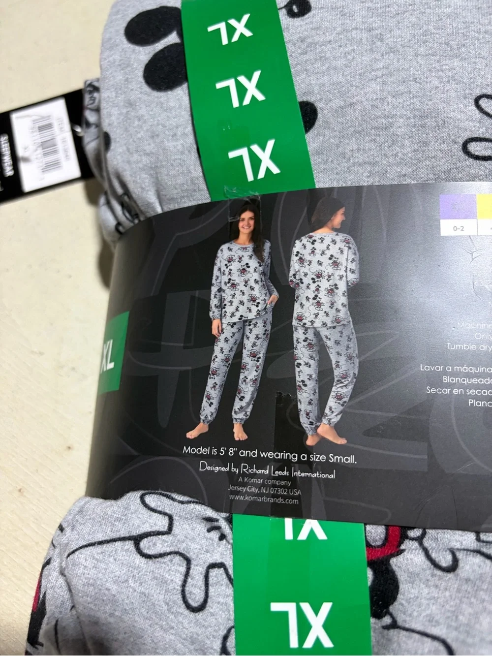 Disney NWT Gray Mickey Mouse 2-Piece Lounge Set XL pajamas - Picture 7 of 8